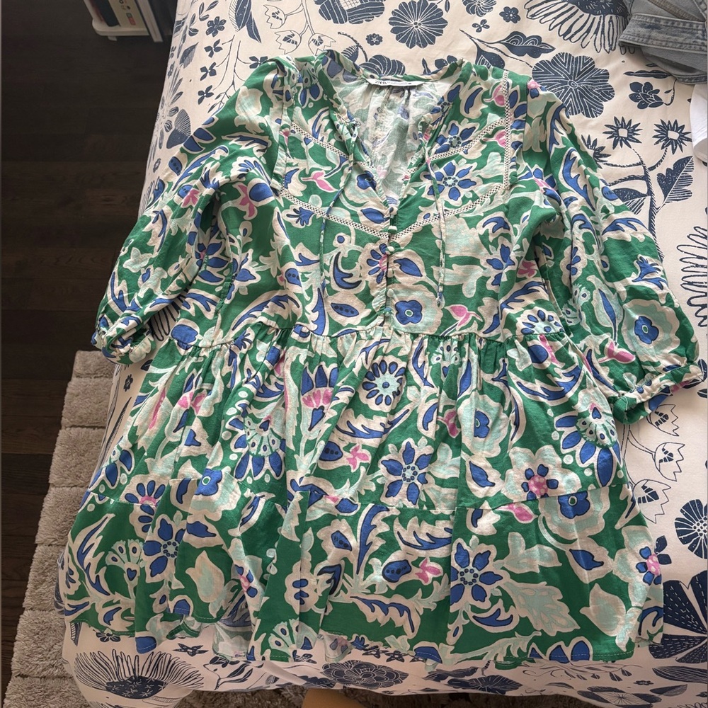 Zara Green and Blue Dress